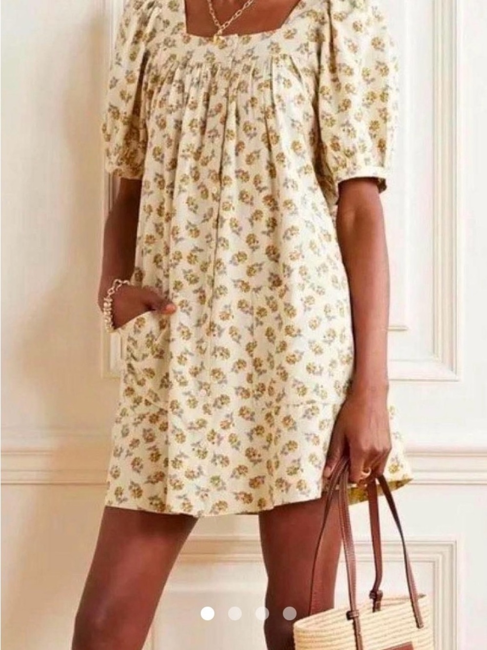 Doen 100% raw silk floral mini dress